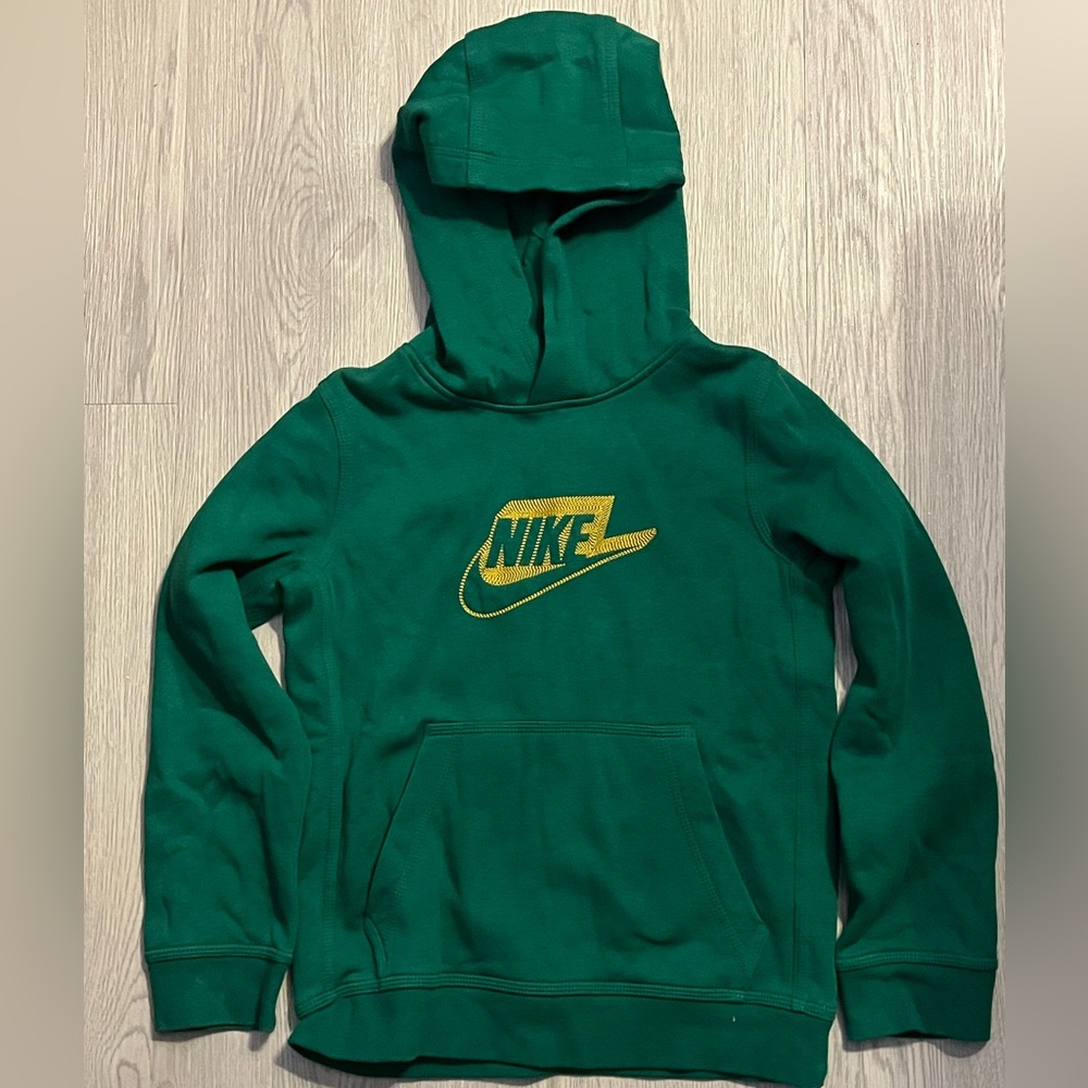 Nike Forest Green Hoodie with Gold Logo